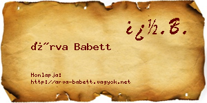 Árva Babett névjegykártya
